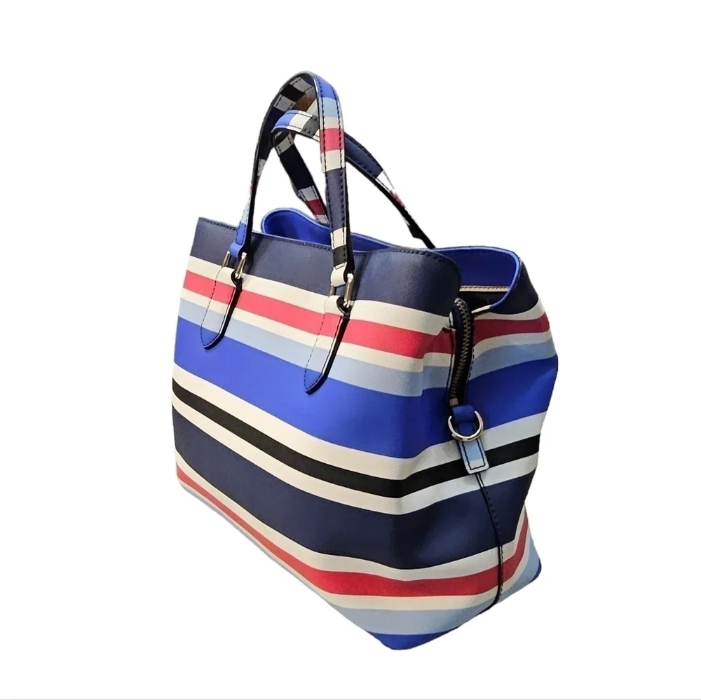 Kate Spade New York Evangelie Laurel Way Striped Satchel Crossbody Red White Blu